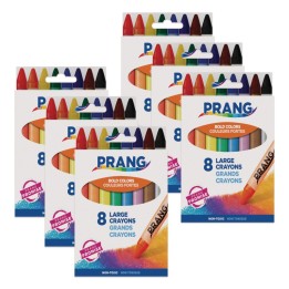 Prang® Soybean Crayons, Large, 8 Colors Per Pack, 6 Packs