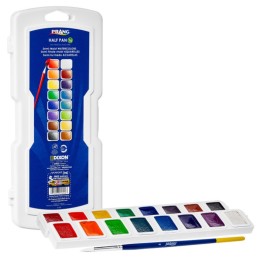 Prang® Half Pan Watercolors, 16-Color Set with Brush