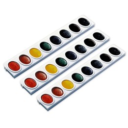 Prang® Watercolors, Oval Pan Refill Tray, 8 Colors Per Tray, 3 Trays