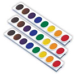 Prang® Watercolors, Oval Pan Refill Tray, 8 Colors, 3 Refills Per Pack, 3 Packs