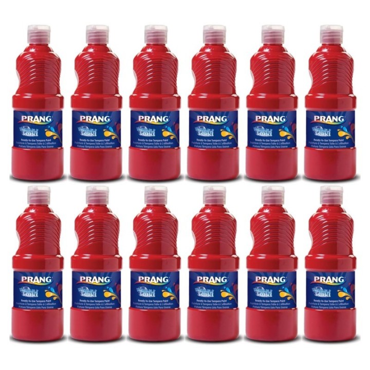 Prang® Washable Tempera Paint, Red, 16 oz, Pack of 6