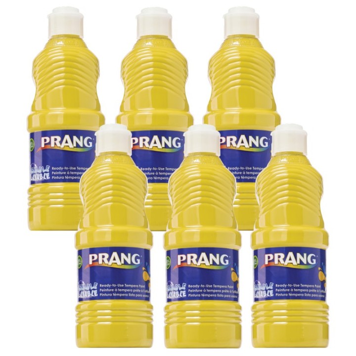 Prang® Washable Tempera Paint, Yellow, 16 oz, Pack of 6