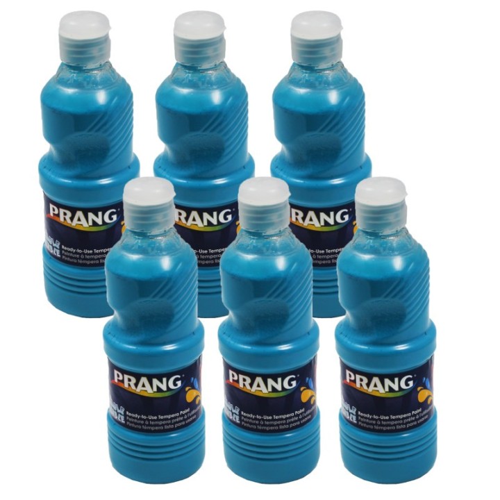 Prang® Washable Tempera Paint, Turquoise, 16 oz, Pack of 6