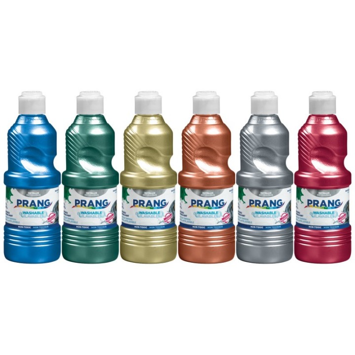 Prang® Washable Ready-to-Use Tempera Paint, 16 oz, Metallic, 6 Colors