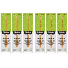 Dixon® Oriole® Wood-Cased Pencils, #2 HB Soft, Pre-Sharpened, Yellow, 12 Per Pack, 6 Packs