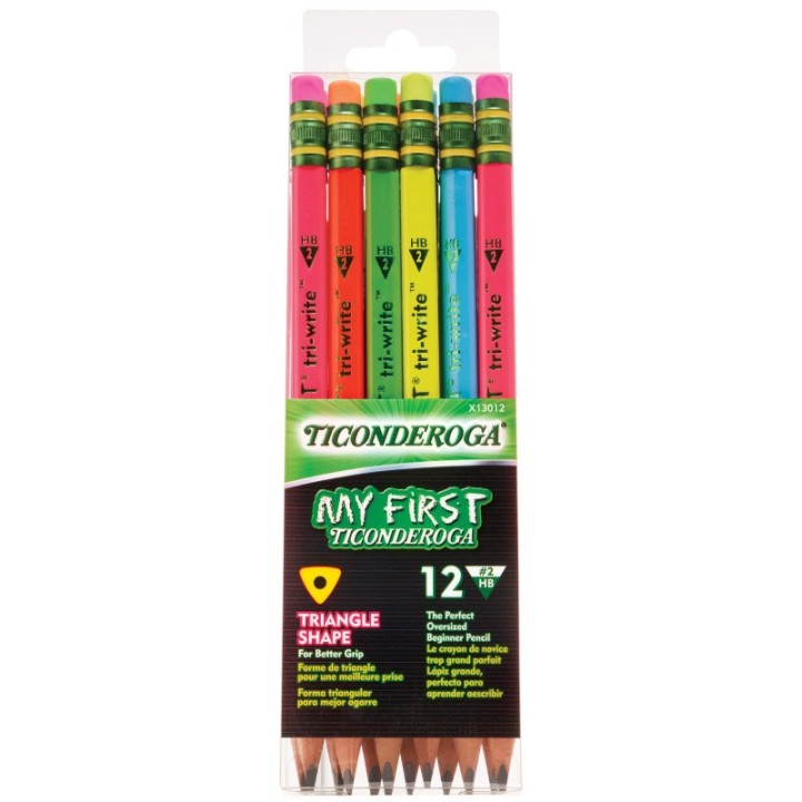 Ticonderoga® My First® Tri-Write™ Wood-Cased Pencils, Neon Assorted, 12 Count