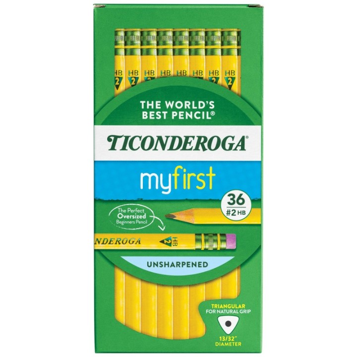 Ticonderoga® My First Tri-Write Primary Size No. 2 Pencils with Eraser, Box of 36