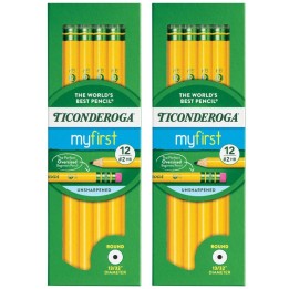 Ticonderoga® Beginners® Pencils with Eraser, 12 Per Pack, 2 Packs