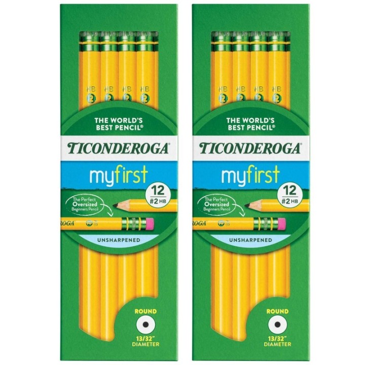 Ticonderoga® Beginners® Pencils with Eraser, 12 Per Pack, 2 Packs