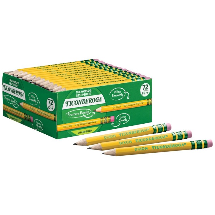Ticonderoga® Golf Pencils with Eraser, Box of 72