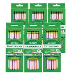 Ticonderoga® #2 Pastel Pencils, 5 Assorted Colors, 10 Per Pack, 6 Packs