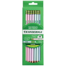Ticonderoga® Wooden Pencil Pastel, Sharpened, Pack of 18