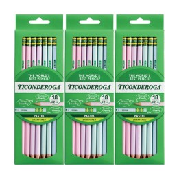 Ticonderoga® Wooden Pencil Pastel, Sharpened, 18 Per Pack, 3 Packs