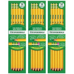 Ticonderoga® No. 2 Pencils, Pre-Sharpened, 12 Per Pack, 3 Packs
