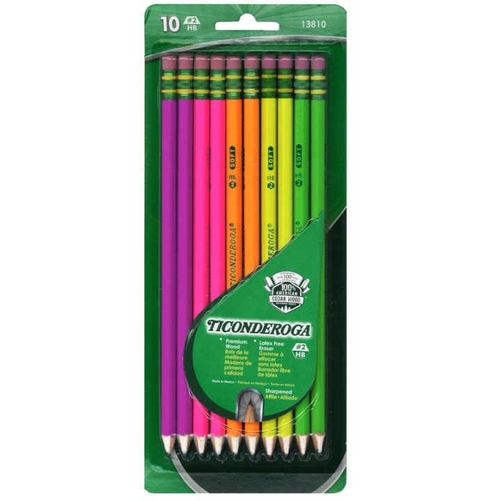 Ticonderoga® Premium Neon Wood Pencils, Pack of 10