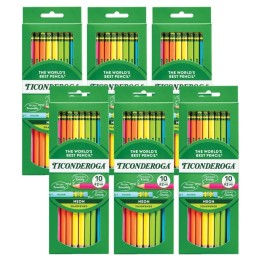 Ticonderoga® Premium Neon Wood No. 2 Pencils with Eraser, 10 Per Pack, 6 Packs