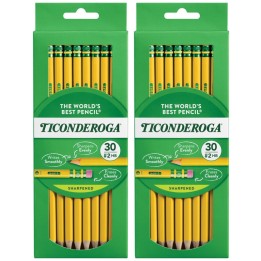 Ticonderoga® No. 2 Pencils, Pre-Sharpened, 30 Per Pack, 2 Packs