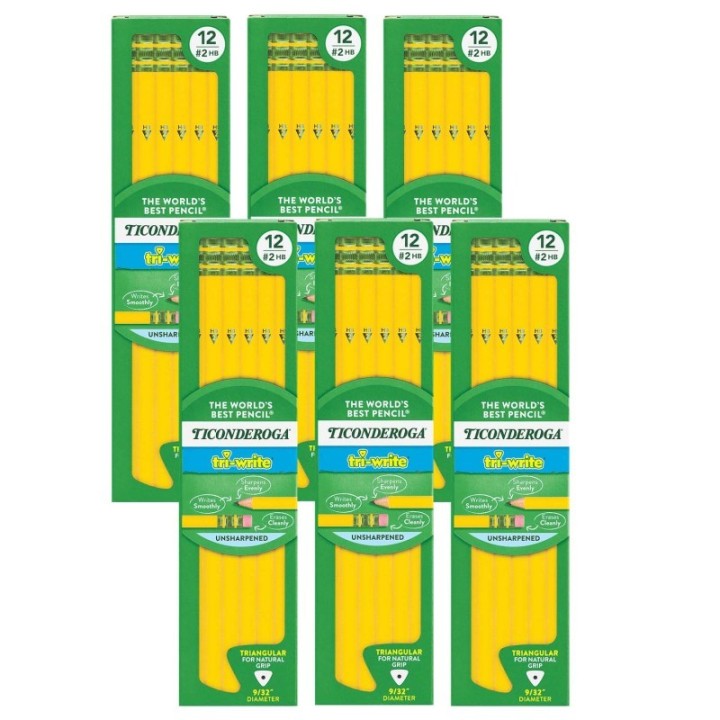 Ticonderoga® tri-write™ Pencils, 12 Per Pack, 6 Packs