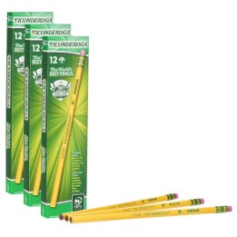 Ticonderoga® Original Ticonderoga® Pencils, No. 1 Extra Soft Yellow, Unsharpened, 12 Per Box, 3 Boxes