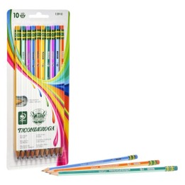 Ticonderoga® Pencils, #2 Soft, Neon Stripes, Presharpened, Pack of 10