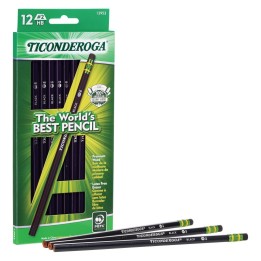 Ticonderoga® Wood-Cased Pencils, Black, 12 Count