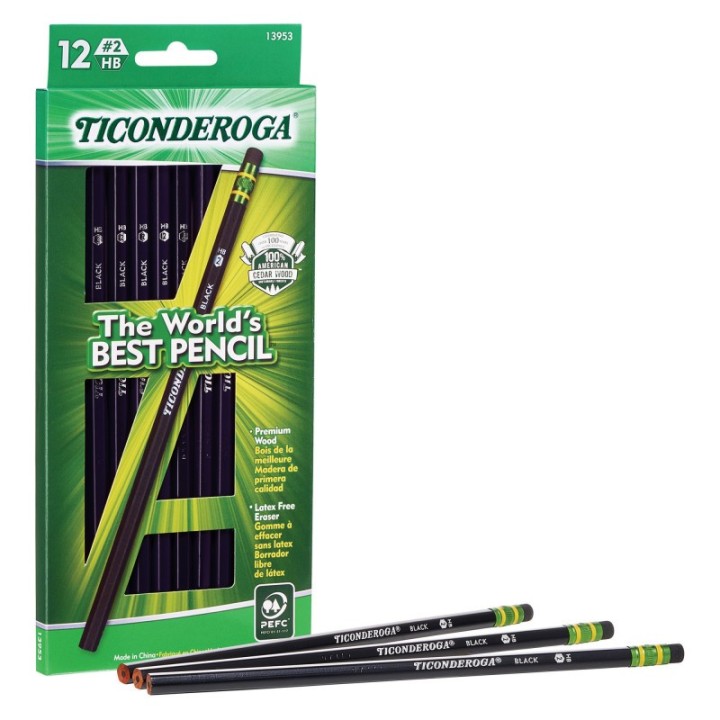 Ticonderoga® Wood-Cased Pencils, Black, 12 Count