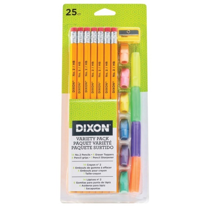 Dixon® Variety Pack, #2 Pencils, Erasers, Pencil Grips