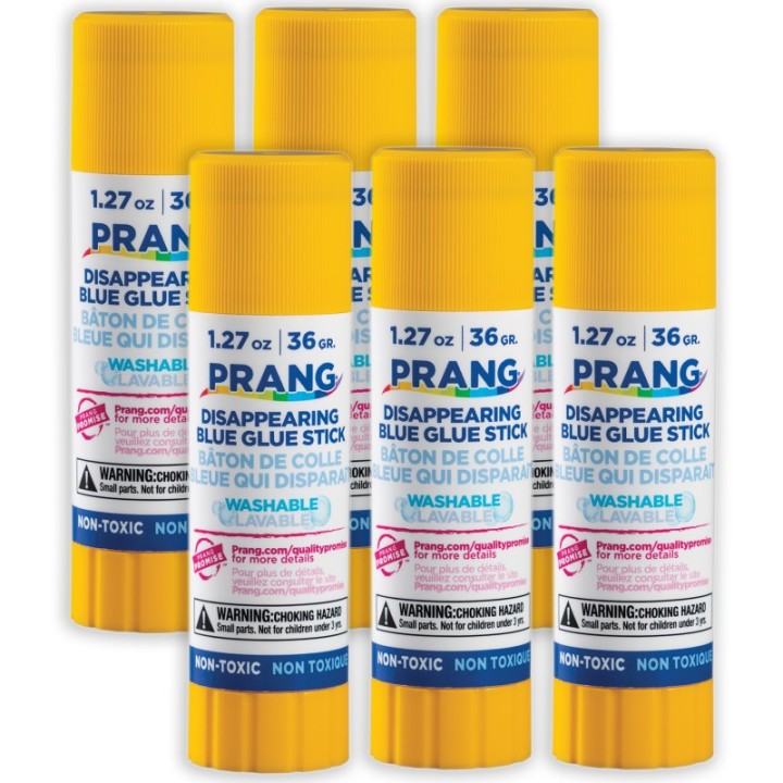 Prang® Washable Glue Stick, Blue, 1.27 Oz, Pack of 6