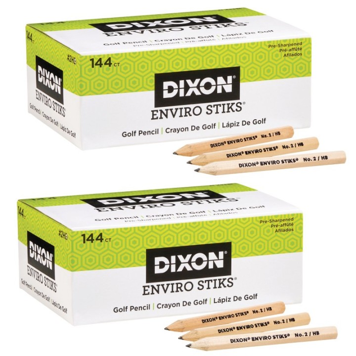 Dixon® EnviroStiks Golf Pencils, 144 Per Pack, 2 Packs