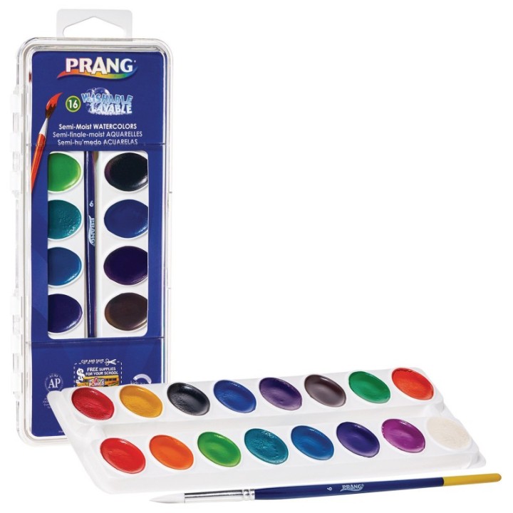 Prang® Semi-Moist Washable Watercolor Set, 16 Assorted Colors