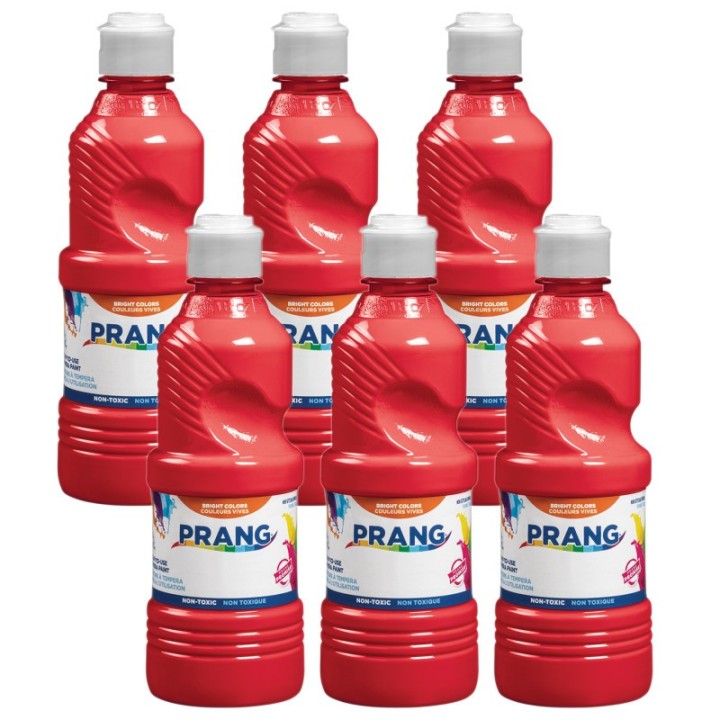 Prang® Ready-to-Use Tempera Paint, Red, 16 oz, Pack of 6