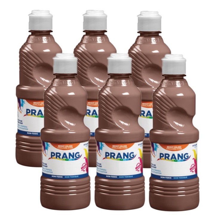 Prang® Ready-to-Use Tempera Paint, Brown, 16 oz, Pack of 6