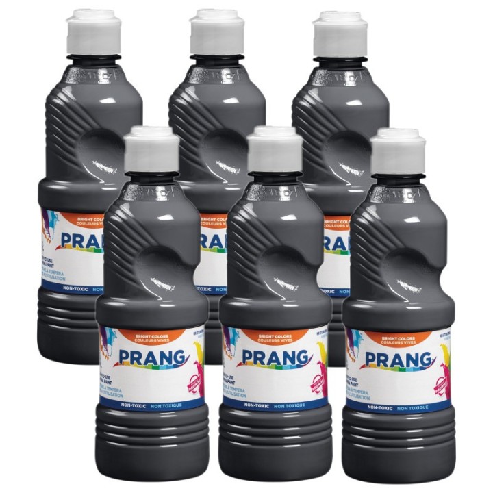 Prang® Ready-to-Use Tempera Paint, Black, 16 oz, Pack of 6