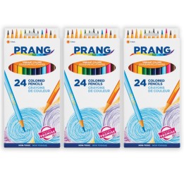 Prang® Thick Core Colored Pencils, Assorted Colors, 3.3 mm core, 24 Per Pack, 3 Packs