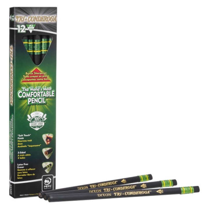 Ticonderoga® Tri-Conderoga™ 3-Sided Pencils with Sharpener, Pack of 12