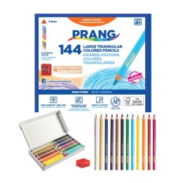 Prang® Colored Pencils Triangular, 5.5 mm core, Assorted Colors, 144 Count