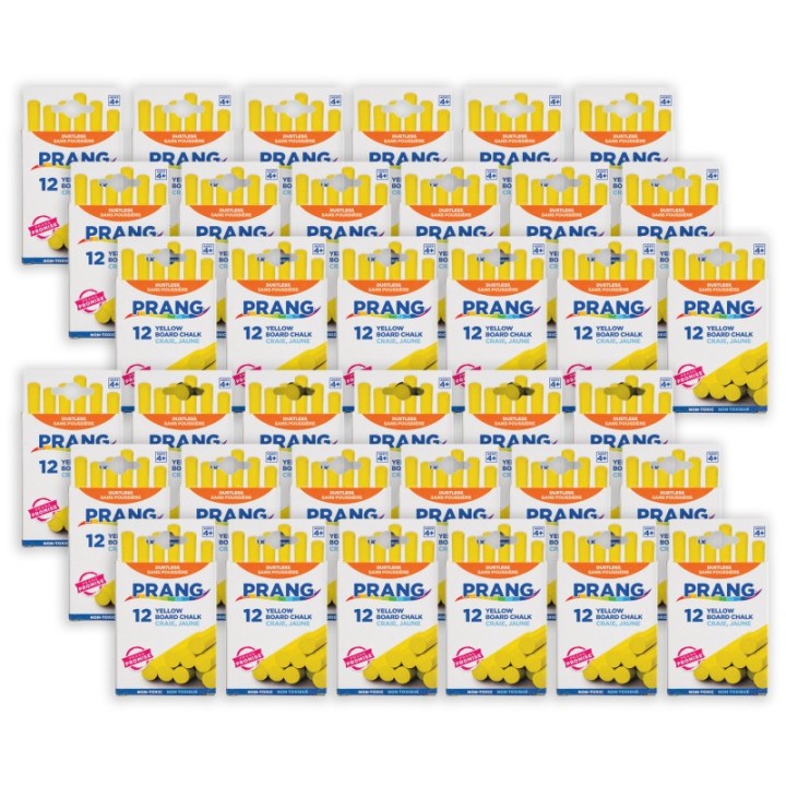Prang® Hygieia® Dustless Board Chalk, Yellow, 12 Per Pack, 36 Packs