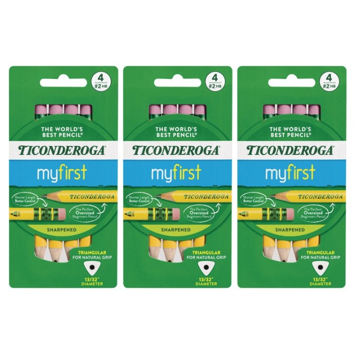 Ticonderoga® My First® Short Pencils, 4 Per Pack, 3 Packs