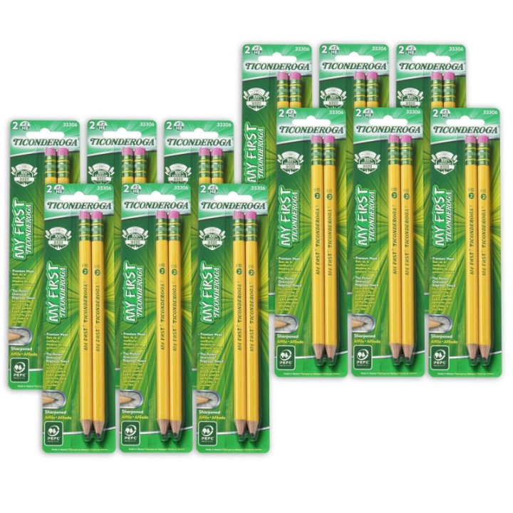 Ticonderoga® My First Pencils, Sharpened, 2 Per Pack, 12 Packs