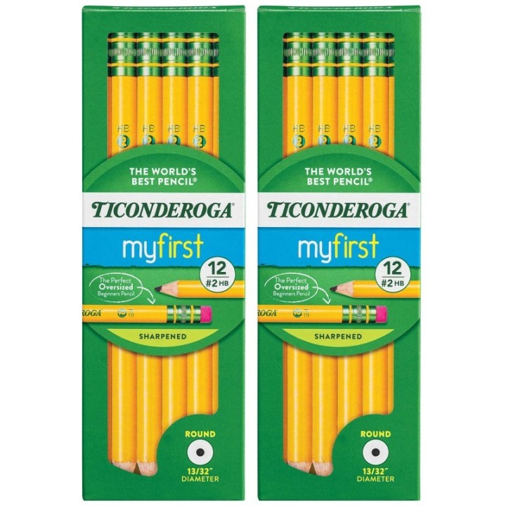 Ticonderoga® My First® Primary Size No. 2 Pencils with Eraser, 12 Per Box, 2 Boxes