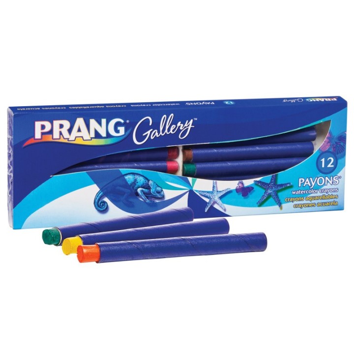 Prang® Payons® Watercolor Crayons, With Brush, Assorted Colors, Set of 12