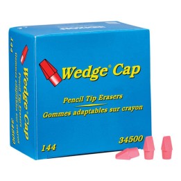 Dixon® Wedge Pencil Cap Erasers, Pink, Pack of 144