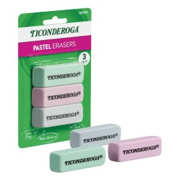 Ticonderoga® Pastel Wedge Eraser, 3 Count