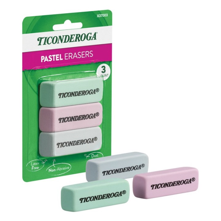 Ticonderoga® Pastel Wedge Eraser, 3 Count