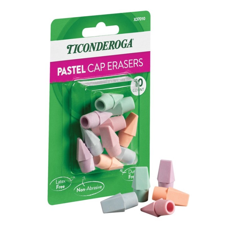 Ticonderoga® Pastel Cap Eraser, 10 Count