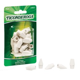 Ticonderoga® Wedge Cap Erasers, White, 25 Count