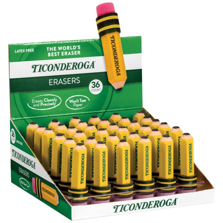 Ticonderoga® Pencil Shaped Erasers, Pack of 36