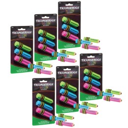 Ticonderoga® Pencil Shaped Neon Erasers, 3 Per Pack, 6 Packs