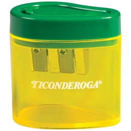 Ticonderoga® Two Hole Pencil Sharpener, Green/Yellow, 1 Count