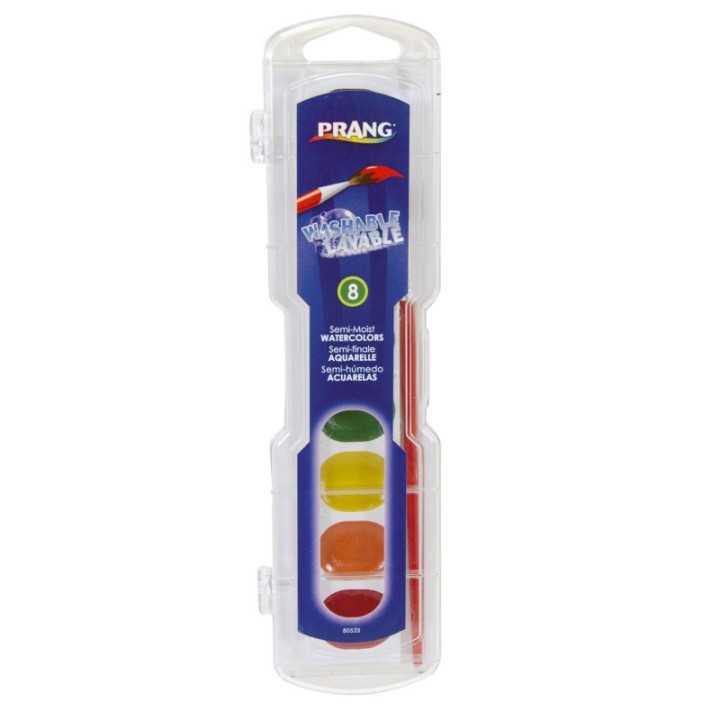 Prang® Semi-Moist Washable Watercolor Set, 8 colors